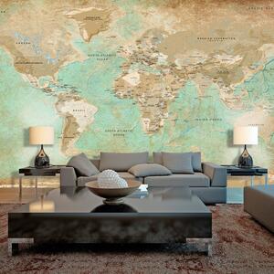 Fototapeta XXL s motívom mapy sveta v tyrkysovej farbe