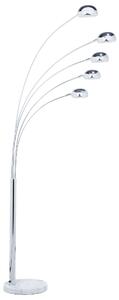 Stojaca lampa strieborná kovová chrómovaná 210 cm s 5 nastaviteľnými tienidlami oblúkový dizajn industriálny štýl