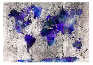 Fototapeta mapa sveta v modrej farbe - World Map: Ink Blots