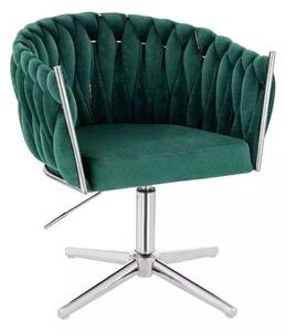 LuxuryForm DESIGN Stolička NORDEN VELUR na striebornom kríži - zelená