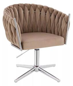 LuxuryForm DESIGN Stolička NORDEN VELUR na striebornom kríži - latte