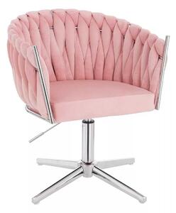 LuxuryForm DESIGN Stolička NORDEN VELUR na striebornom kríži - ružová