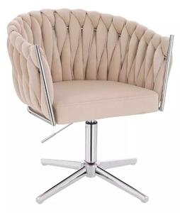 LuxuryForm DESIGN Stolička NORDEN VELUR na striebornom kríži - krémová