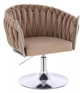 LuxuryForm DESIGN Stolička NORDEN VELUR na striebornom tanieri - latte
