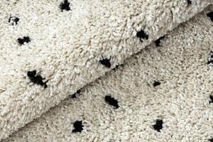 Okrúhly koberec BERBER SYLA B752, krémový, bodky - strapce, Maroko Shaggy