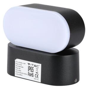 V-TAC Otočné čierne nástenné LED svietidlo 6W IP65, Neutrálna biela 4000 - 4500K