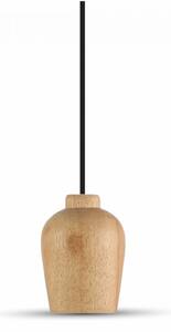 V-TAC Drevená závesná lampa s farebným káblom (6 farieb), Čierna