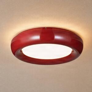 Lindby Stropné LED svetlo Lennox, červené, 3-stupňové stmievateľné, Ø 43 cm, Červená, Obývacia izba / jedáleň, kov, Moderný, Závesné svietidlo