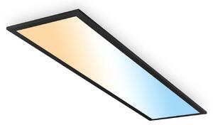 Briloner LED panel Piatto A, čierny, 100 × 25 cm, diaľkové ovládanie, 12,6 W, Čierna, Pracovňa / Kancelária, kov, Moderný, Stropné svetlo
