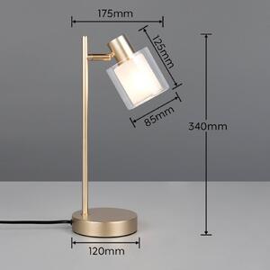 Reality Leuchten Stolová lampa Neralo, zlatá, kovová, výška 35,5 cm, E14, Mosadz / zlato, Obývacia izba / jedáleň, kov, Stojacie svietidlo