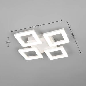 Reality Leuchten Stropné LED svetlo Cemi, hranaté, biele, plastové, 4 000 K, Biela / opálová, Kuchyňa, Plast, Moderný, Stropné svetlo