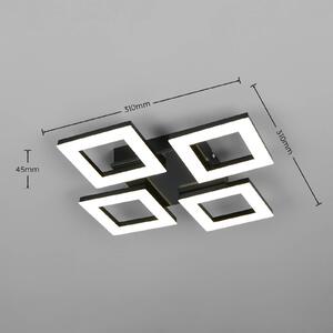 Reality Leuchten Stropné LED svetlo Cemi, hranaté, čierne, plastové, 4 000 K, Čierna, Kuchyňa, Plast, Moderný, Stropné svetlo