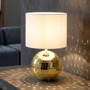Reality Leuchten Stolová lampa Glitza, zlatá/biela, textil, plast, E14, Mosadz / zlato, Obývacia izba / jedáleň, Plast, Moderný, Stojacie svietidlo