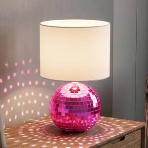Reality Leuchten Stolová lampa Glitza ružová/biela, textil, plast, E14, Fialová / ružová, Obývacia izba / jedáleň, Plast, Moderný, Stojacie svietidlo