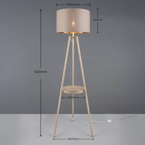 Reality Leuchten Stojacia lampa Colette, béžová, trojnožka, kov, látka, E27, Krémová / jantárovo žltá, Obývacia izba / jedáleň, kov, Moderný, Stojaca lampa