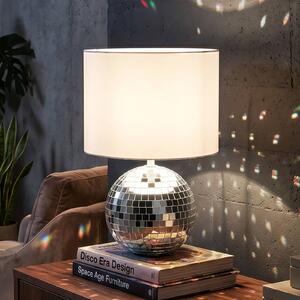 Reality Leuchten Stolová lampa Glitza, chróm/biela, textil, plast, E14, Chrómová / strieborná, Obývacia izba / jedáleň, Plast, Moderný, Stojacie svietidlo