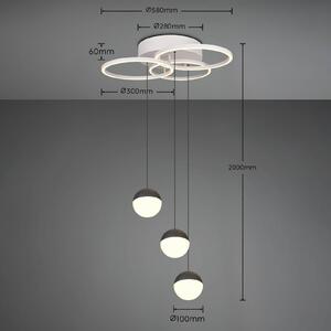 Reality Leuchten LED závesné svietidlo Larino, okrúhle, svetlosivé, kovové, diaľkové, Hliník / sivá / zinok, Obývacia izba / jedáleň, kov, Moderný, Závesné svietidlo