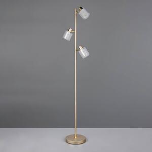 Reality Leuchten Stojacia lampa Neralo, zlatá, kovová, výška 154,5 cm, E14, Mosadz / zlato, Obývacia izba / jedáleň, kov, Stojaca lampa