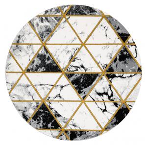 Koberec okrúhly EMERALD exkluzív 1020 glamour, mramor, trojuholníky čierno / zlatý