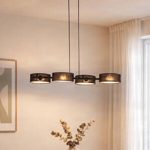 EMIBIG LIGHTING Závesné svietidlo Drumz 4, čierne, látka/oceľ, dĺžka 80 cm, E14, Čierna, Obývacia izba / jedáleň, kov, Moderný, Závesné svietidlo