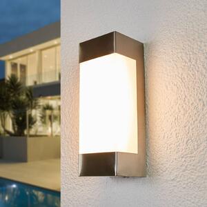 Lindby LED vonkajšie nástenné svietidlo Severina, výška 25 cm, nerezová oceľ, Hliník / sivá / zinok, Nehrdzavejúca oceľ, Moderný, Nástenné svietidlo