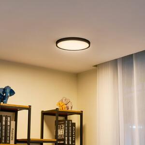 Lindby LED stropné svietidlo Pravin, Ø 30 cm, 3 000 K, čierne, Čierna, Obývacia izba / jedáleň, Plast, Moderný, Závesné svietidlo
