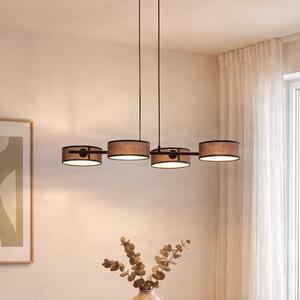 EMIBIG LIGHTING Závesné svietidlo Drumz 4, hnedé, látka/oceľ, dĺžka 80 cm, E14, Hnedá / hrdzavá, Obývacia izba / jedáleň, kov, Moderný, Závesné svietidlo