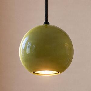 SIGMA Závesné svietidlo Ceramic Ball, Ø 12 cm, zelené, keramika/oceľ, Zelená, Obývacia izba / jedáleň, Keramický, Závesné svietidlo