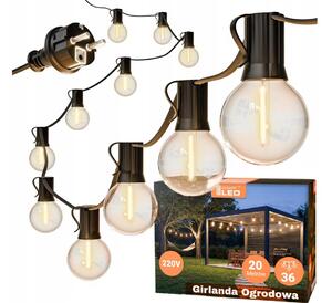 LED vonkajšia dekoratívna reťaz 36xE12/1W/230V 22,35 m IP65 čierna