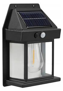 LED solárne nástenné svietidlo so senzorom LED/3,7V 600 mAh IP44 čierne