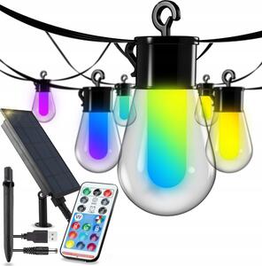 LED RGB solárna dekoratívna svetelná reťaz 15xLED/18 funkcií USB 6 m IP44 čierna