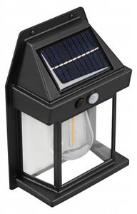 LED solárne nástenné svietidlo so senzorom LED/3,7V 600 mAh IP44 čierne