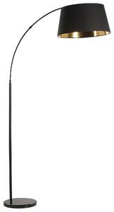 Stojaca lampa čierna medená kov mramorový podstavec bavlnené okrúhle tienidlo 197 cm moderný glamour štýl osvetlenie