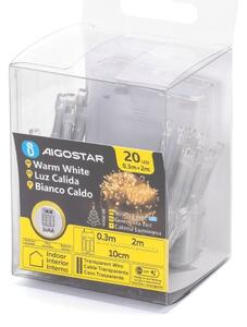 Aigostar - LED vianočný reťaz 20xLED/3xAA 2,3 m teplá biela