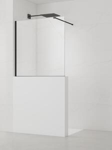 Sprchová zástěna SAT Walk-in 90x100 cm na nižšiu priečku čierna SATBWIS90PRC