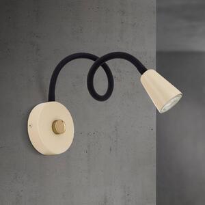Nástenné svetlo Dotty, khaki, Flexarm, stmievač, GU10, Krémová / jantárovo žltá, Obývacia izba / jedáleň, kov, Moderný, Nástenné svietidlo
