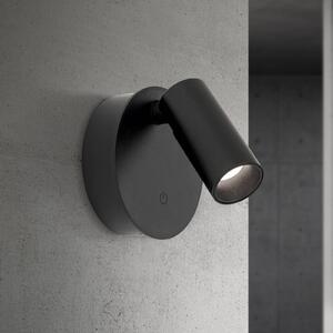 LED akumulátorové nástenné svietidlo Luxy, čierne, hliník, stmievač, Čierna, Chodba, Hliník, Moderný, Nástenné bodové svietidlo