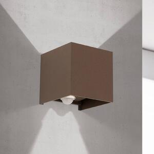 LED vonkajšie nástenné svietidlo Cube-S, corten, kov, senzor, Hnedá / hrdzavá, Hliník, Moderný, Nástenné svietidlo