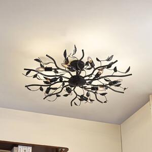 Lindby Stropné svietidlo Yos, 10-pl., 95 cm, čierno-zlaté, E14, Čierna, Spálňa, kov, Florentský, Závesné svietidlo