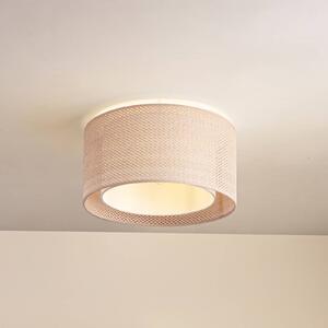 Stropné svietidlo Lindby Soula, Ø 40 cm, béžová farba, plast, E27, Krémová / jantárovo žltá, Obývacia izba / jedáleň, Plast, Vidiecky / Rustikálny, Závesné svietidlo