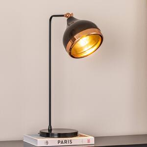 Stolová lampa Yildo, čierna/meď, kov, výška 52 cm, Čierna, Obývacia izba / jedáleň, kov, Stojacie svietidlo