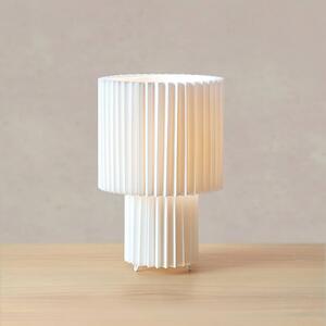 Markslöjd stolová lampa Catis, biela, výška 32 cm, textil, E27, Biela / opálová, Obývacia izba / jedáleň, Plast, Moderný, Stolová lampa