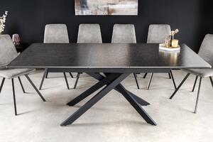 Jedálenský stôl ALPINE 160-200 cm keramický mramorový vzhľad antracit