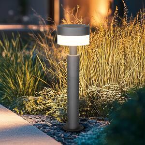LED podstavcové svietidlo Mackenzie, výška 50 cm, antracitová, liatina, Čierna, Hliník, Moderný, Vonkajčie stĺpové osvetlenie