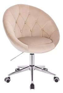 LuxuryForm DESIGN Kreslo VERA VELUR na striebornej podstave s kolieskami - latte