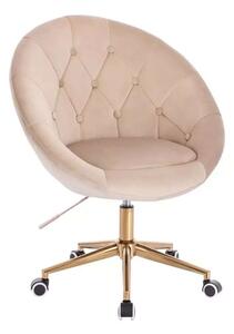 LuxuryForm DESIGN Kreslo VERA VELUR na zlatej podstave s kolieskami - latte