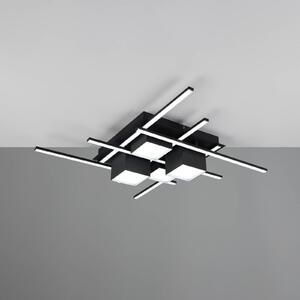 Stropné LED svetlo Roger, čierne matné, kov, diaľkové ovládanie., Čierna, Obývacia izba / jedáleň, kov, Moderný, Stropné svetlo