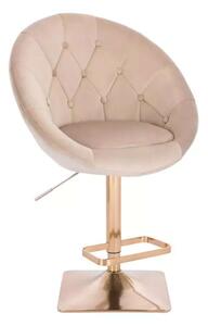LuxuryForm DESIGN Barová stolička VERA VELUR na zlatej hranatej podstave - latte
