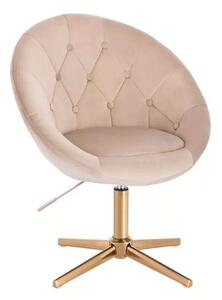 LuxuryForm DESIGN Kreslo VERA VELUR na zlatom kríži - latte