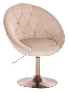 LuxuryForm DESIGN Kreslo VERA VELUR na zlatom tanieri - latte